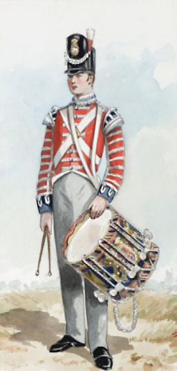 A drummer of the 8th Regiment in watercolour