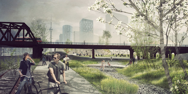 Looking under Bathurst toward Lower Garrison Creek Park