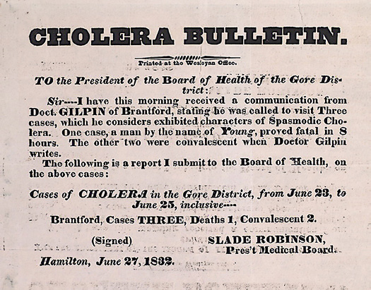 Image from Cholera Epidemics in York [Toronto] in 1832 and 1834, p. 3 of December 2013 (Vol 17, No 4).