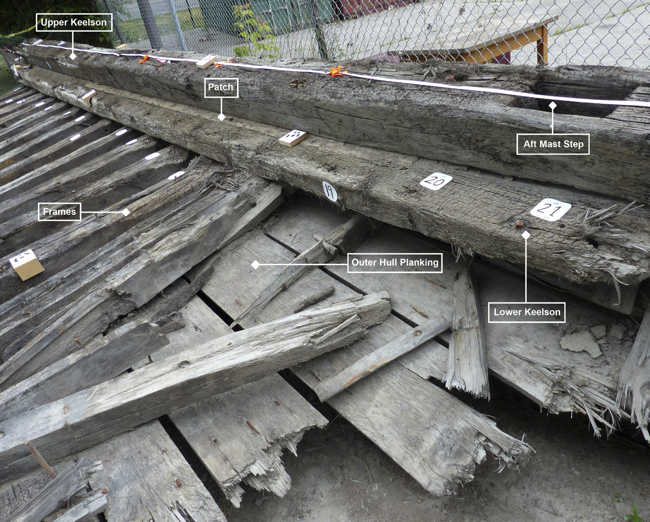 At work in June 2018 on the remains of the schooner