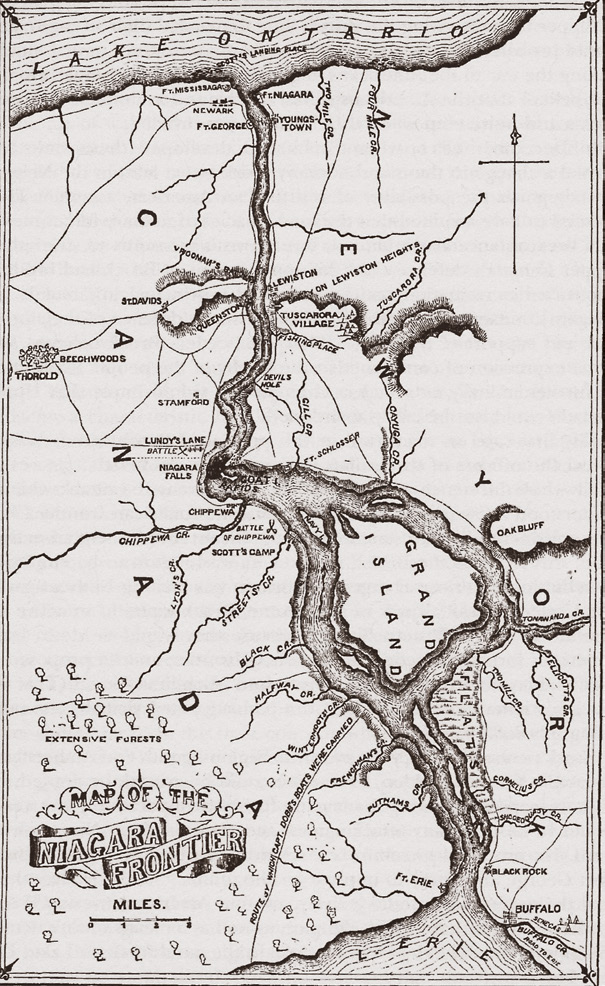 Map of the Niagara River region during the War of 1812