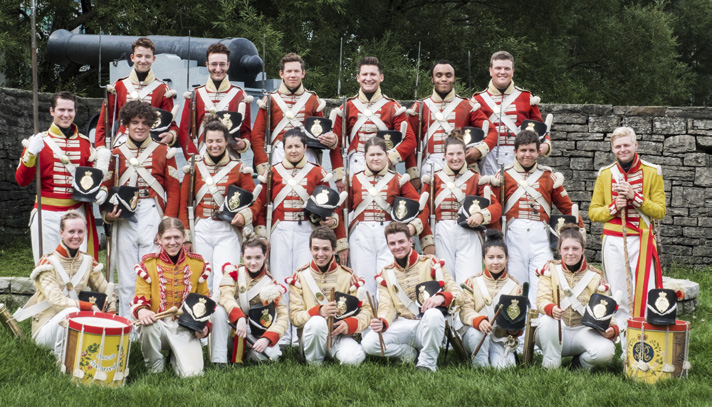 The 2018 Fort York Summer Guard assembled in period military uniforms