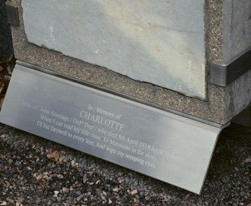 Charlotte Armitage gravestone with new plaque