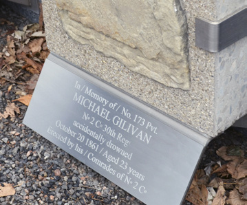 Gravestone plaque showing detail