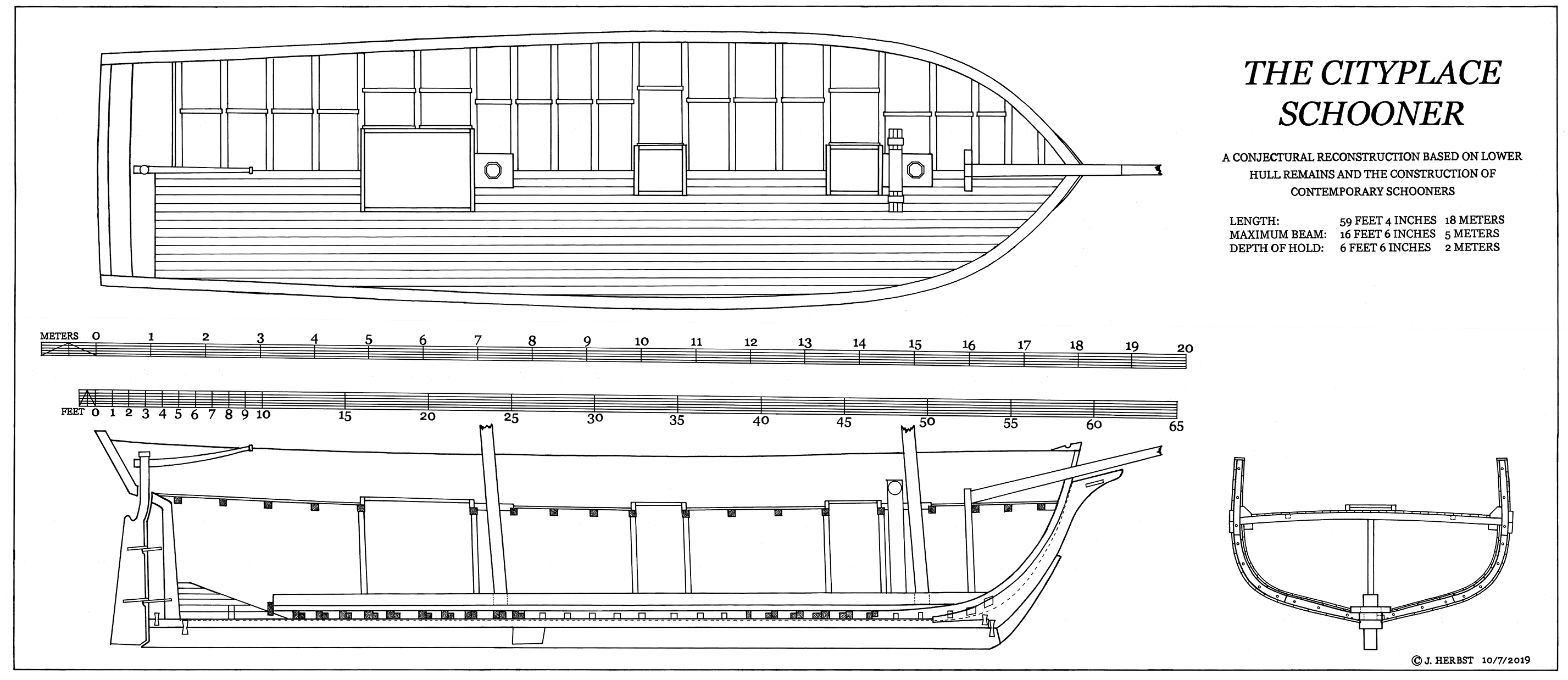 Technical drawing of the CityPlace Schooner