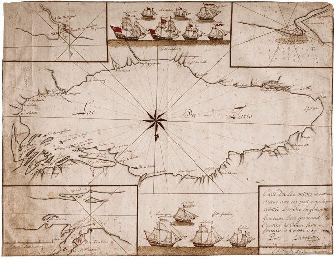 Pierre Boucher de Labroquerie map of Lake Ontario, 1757