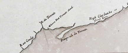 Brehm map detail showing Fort Toronto location