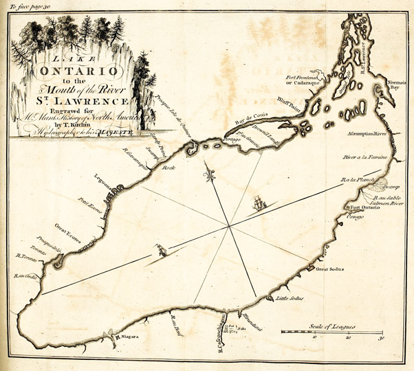 Thomas Kitchin's 1772 map of Lake Ontario