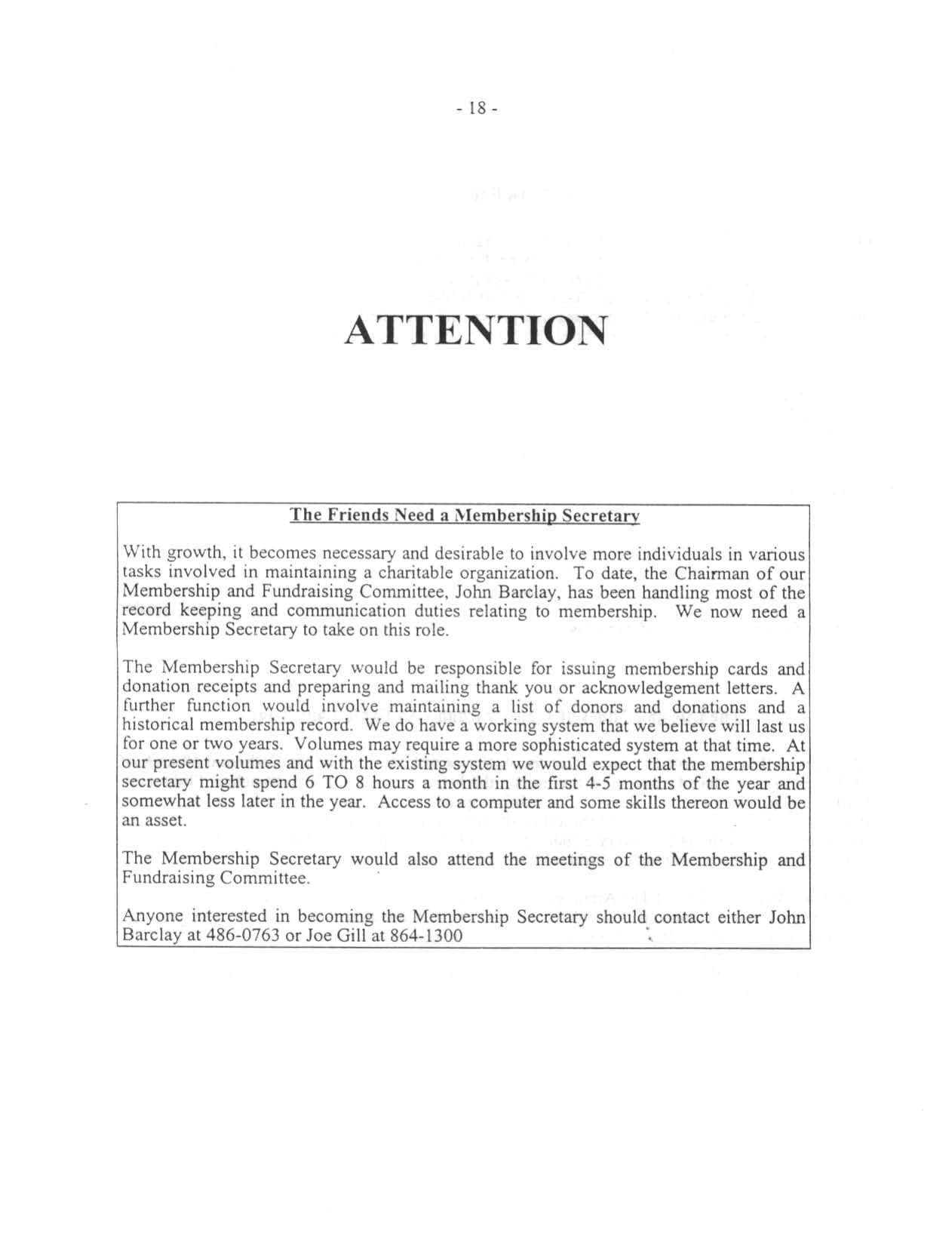 Image from The Friends Need a Membership Secretary, p. 18 of January 2000 (Vol 5, No 0).