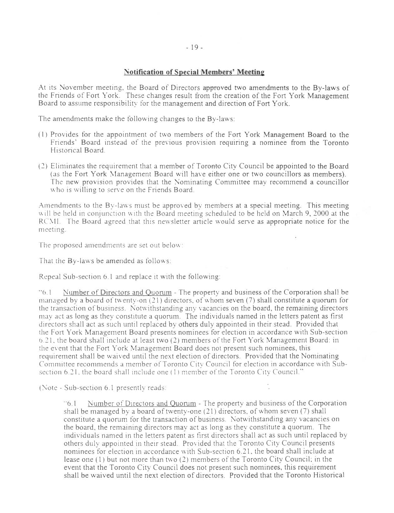 Image from Notification of Special Members' Meeting, p. 19 of January 2000 (Vol 5, No 0).