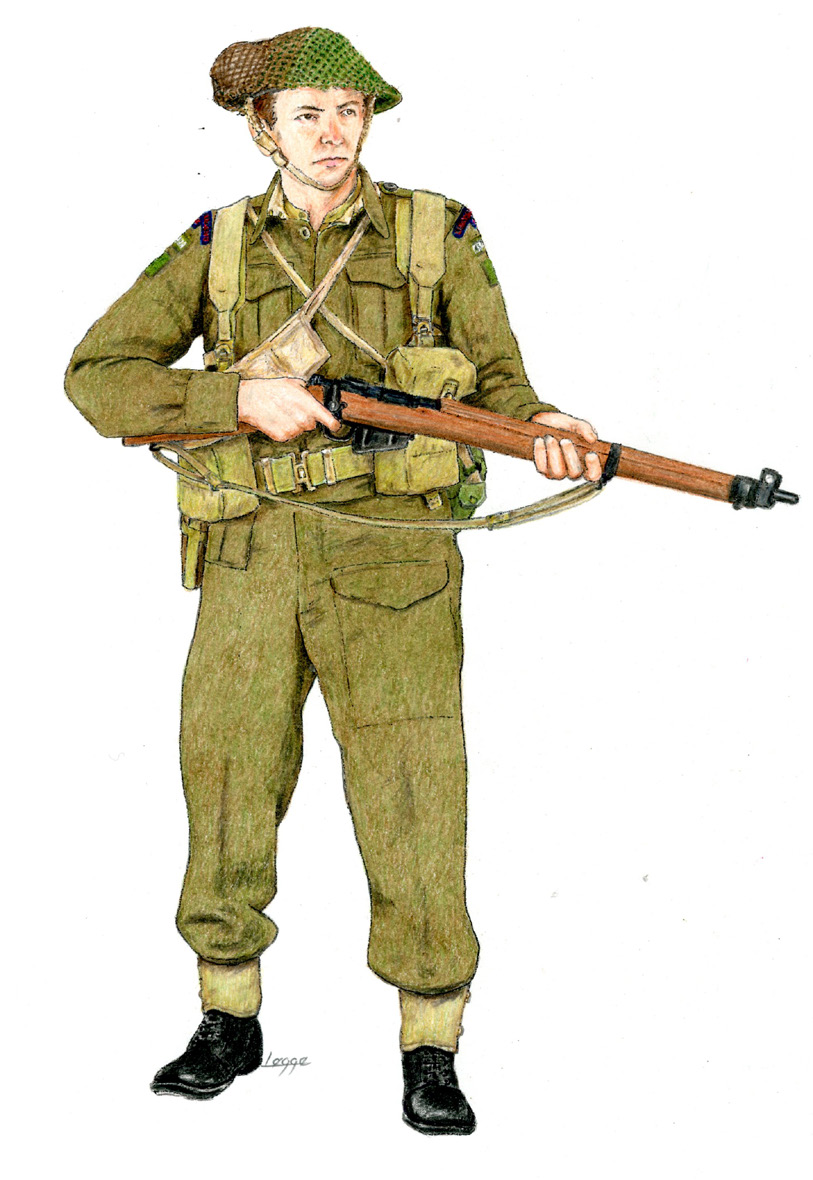 Canadian rifleman in summer 1944 uniform