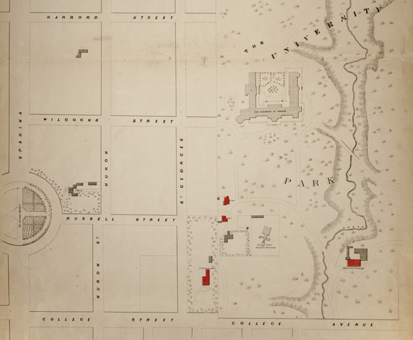 1859 photograph looking south from University College tower showing Toronto landscape