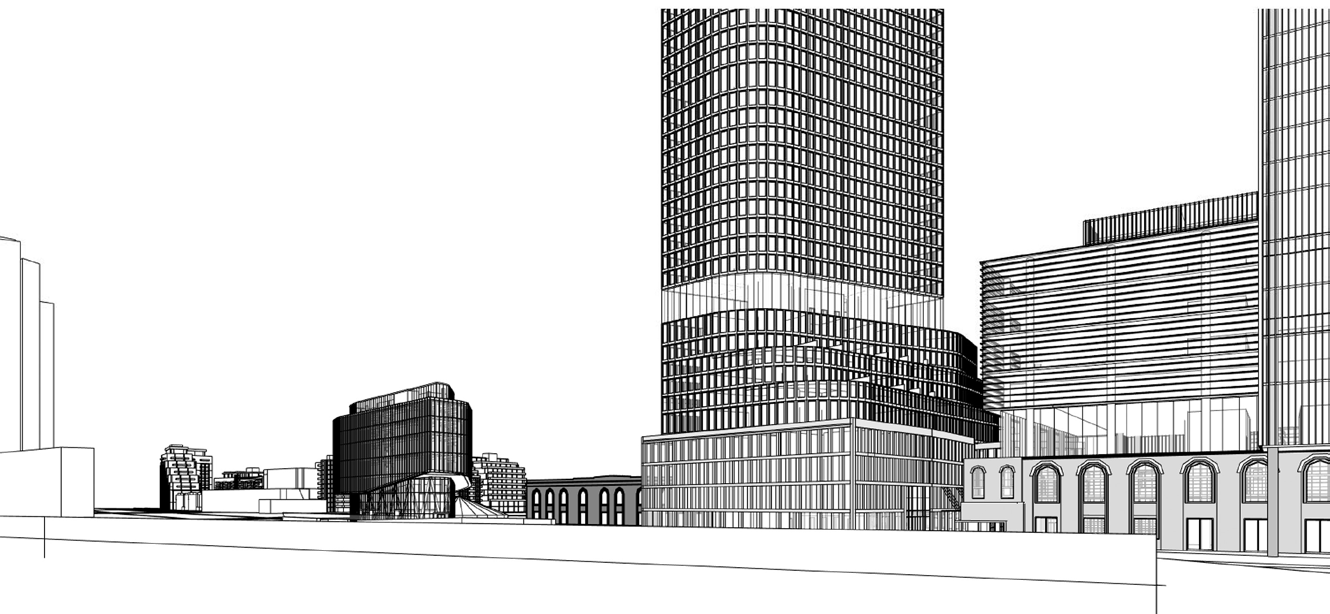 View of proposed development with Destructor