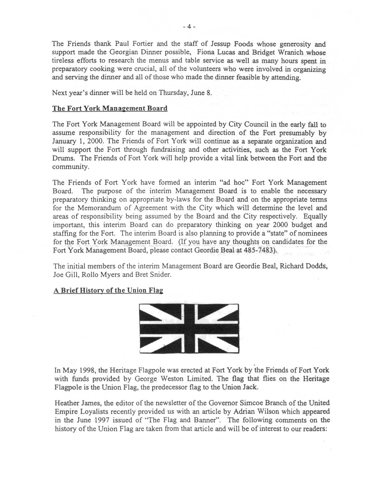 Image from The Fort York Management Board, p. 4 of June 1999 (Vol 4, No 0).
