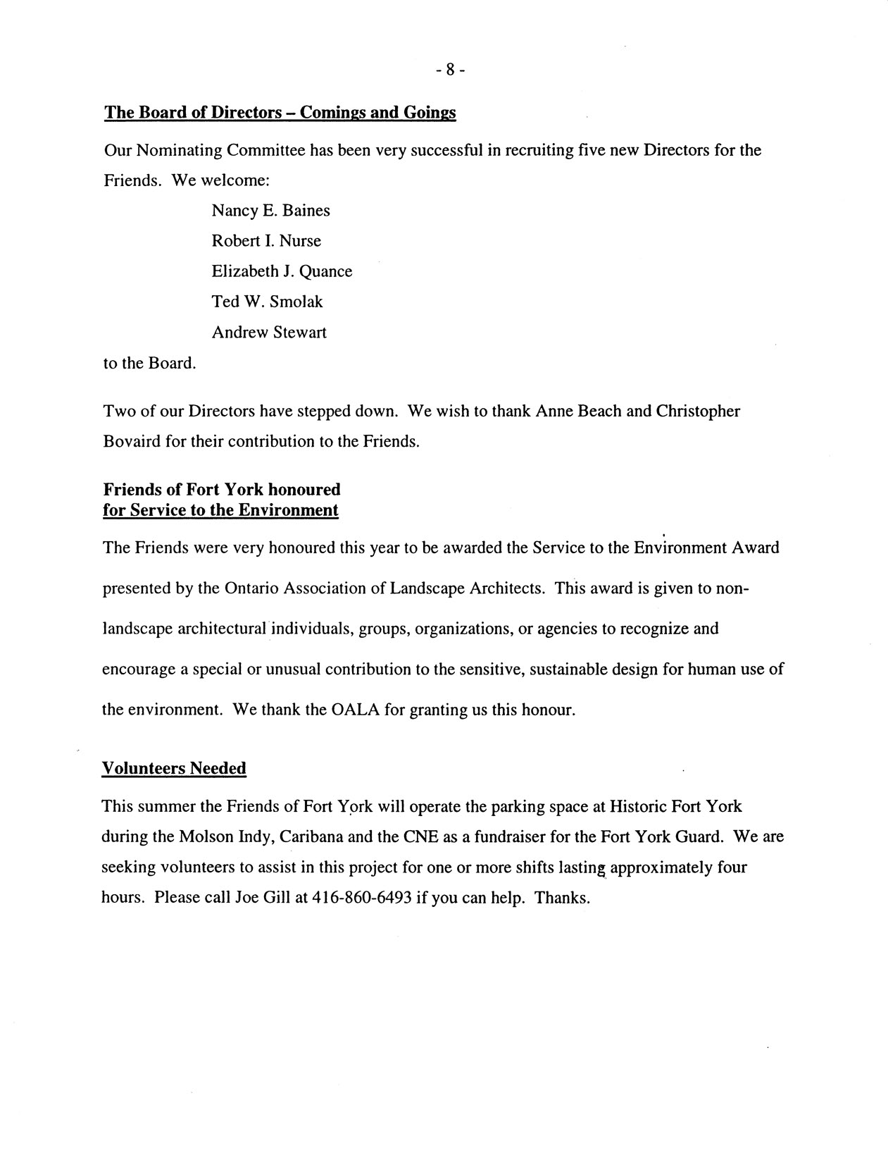 Image from The Board of Directors – Comings and Goings, p. 8 of June 2003 (Vol 8, No 0).