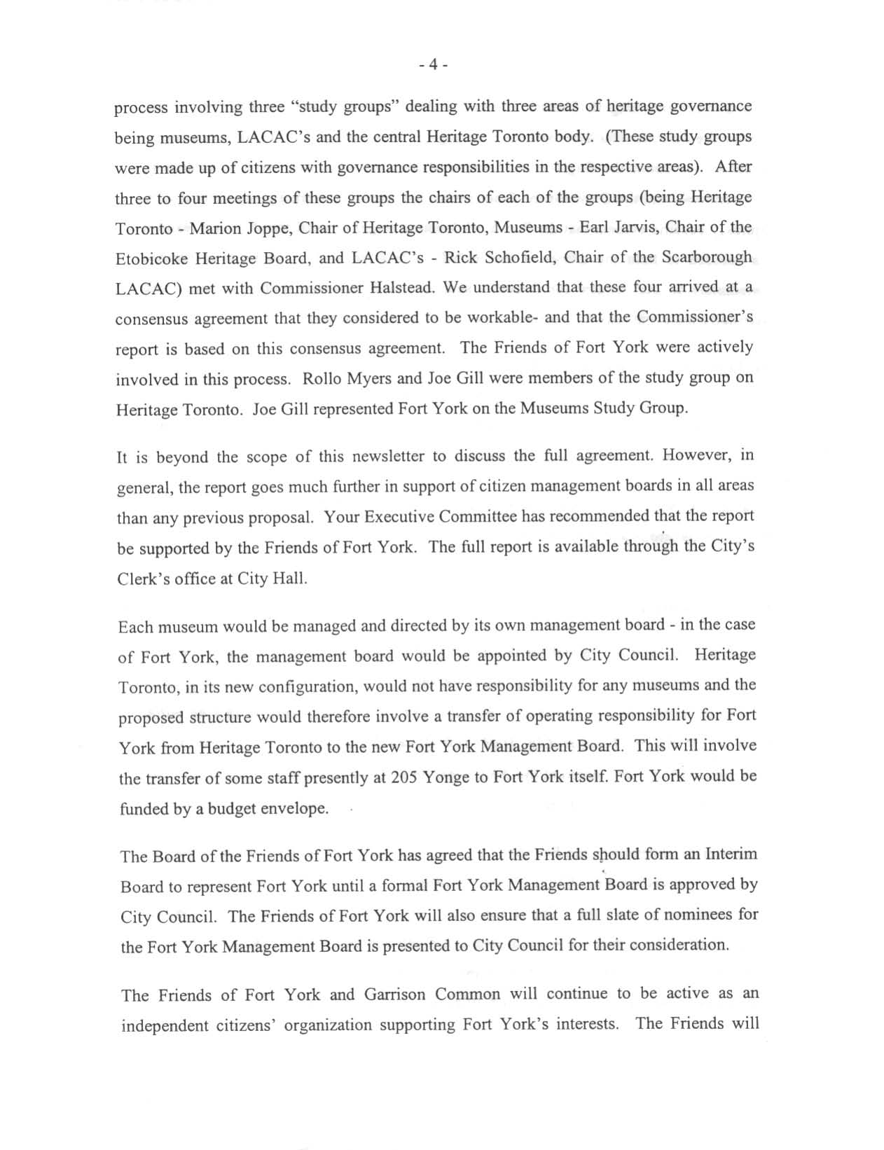Image from Heritage Development - Fort York moves closer to an independent management Board, p. 5 of March 1999 (Vol 4, No 0).