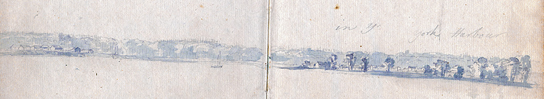 Elizabeth Simcoe watercolor of the Garrison at York on birchbark