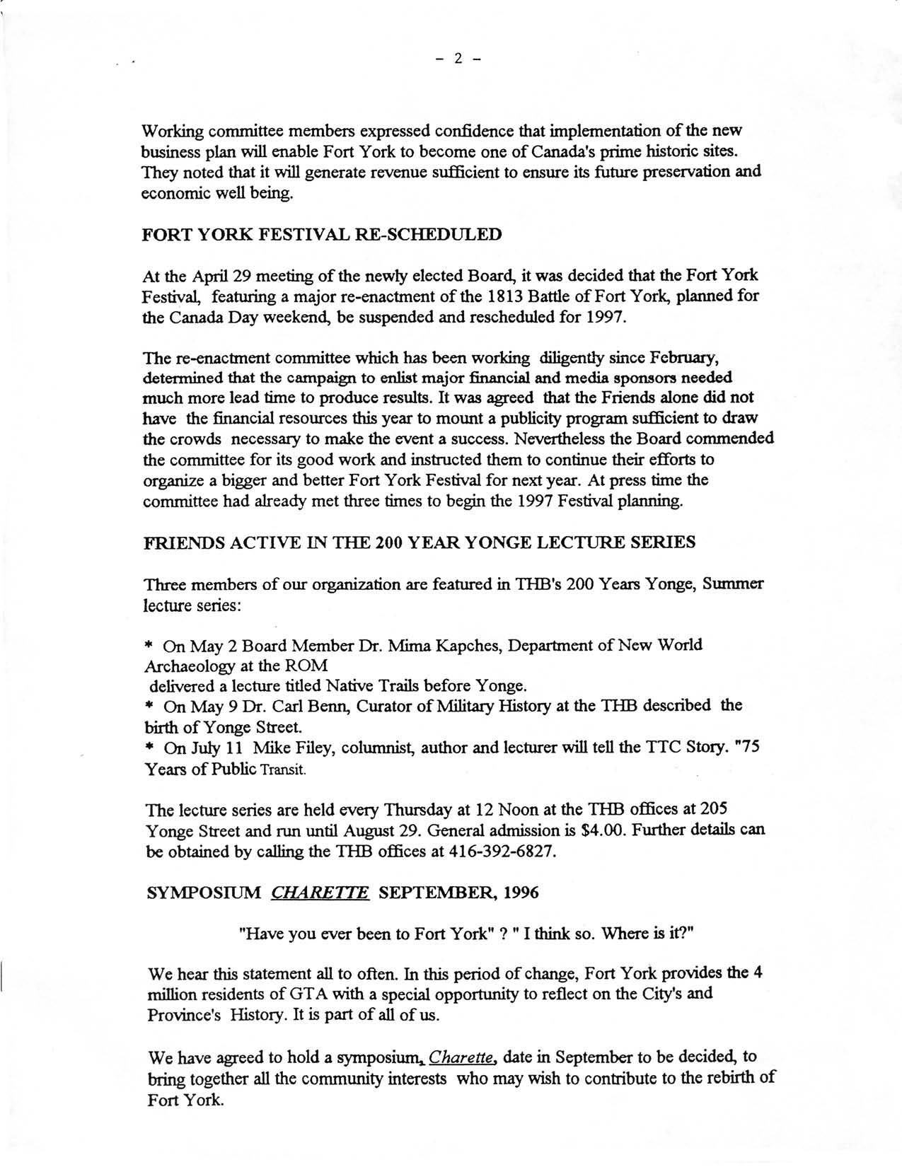 Image from FRIENDS ARE PART OF FORT YORK BUSINESS PLAN TEAM, p. 2 of May 1996 (Vol 1, No 0).