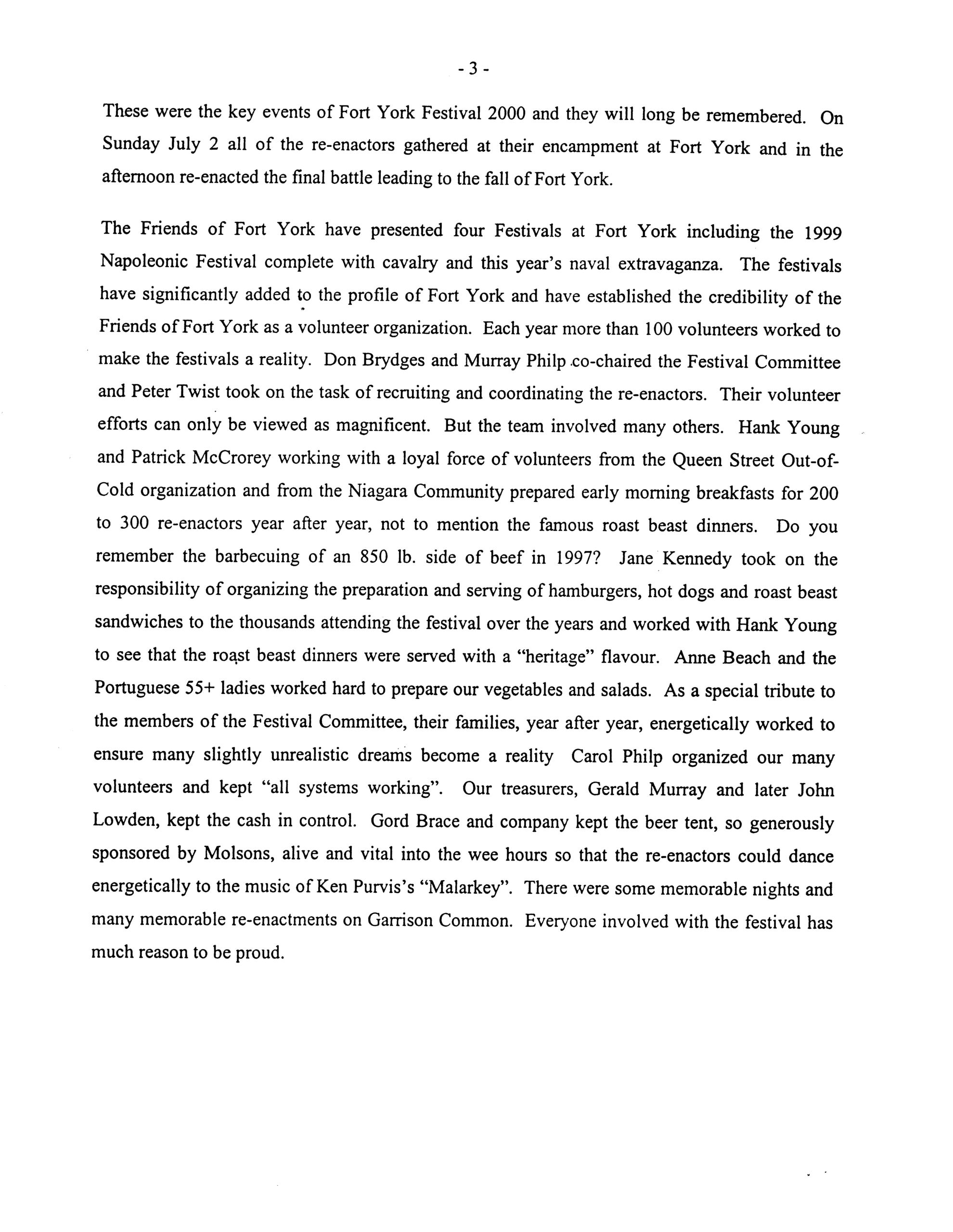 Image from Fort York Festival - 2000, p. 3 of November 2000 (Vol 5, No 0).