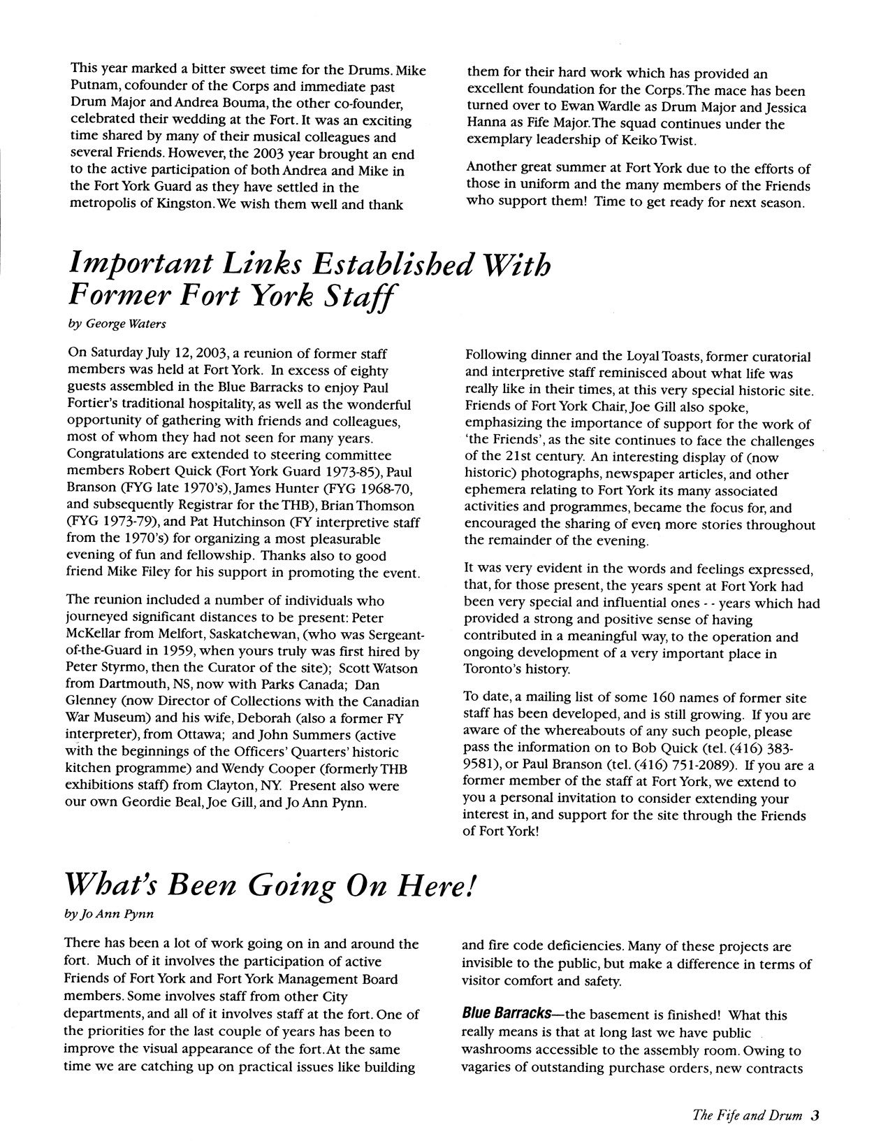 Image from Fort York Guard 2003, p. 3 of November 2003 (Vol 8, No 0).