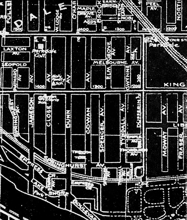Map of Parkdale street grid