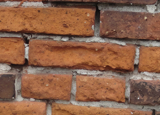 Deteriorated bricks showing spalling