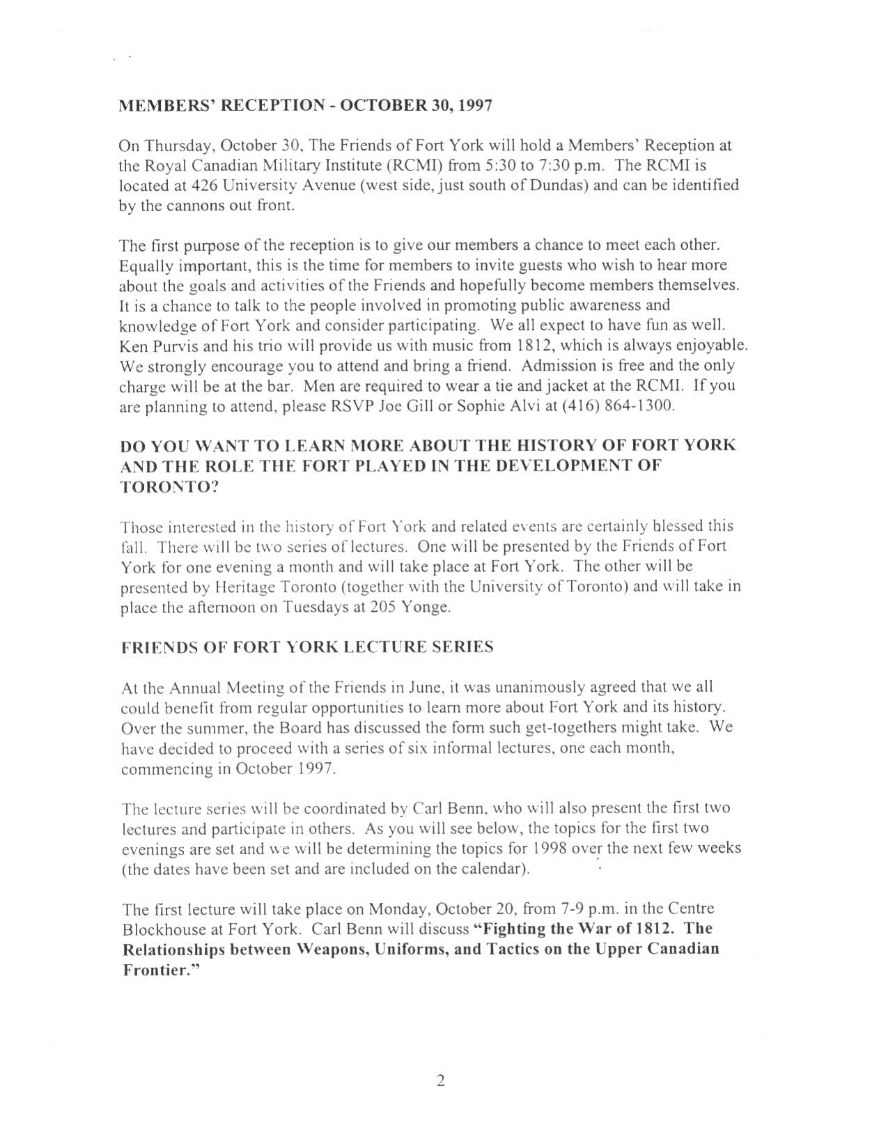 Image from MEMBERS' RECEPTION - OCTOBER 30, 1997, p. 2 of September 1997 (Vol 2, No 0).