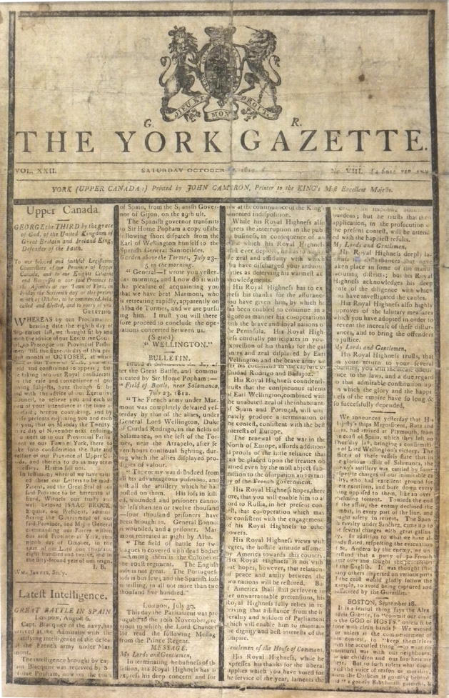 Image from Bicentennial Timeline: October to December 1812, p. 7 of September 2012 (Vol 16, No 4).