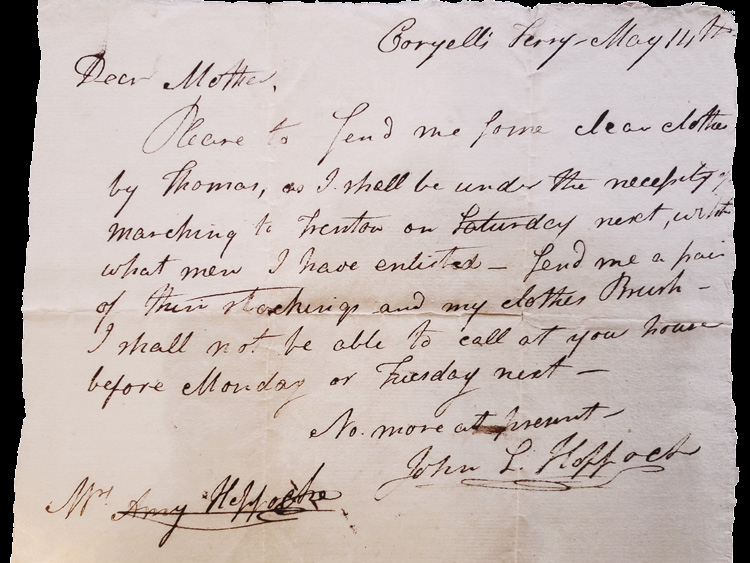 Letter from John Hoppock to his mother