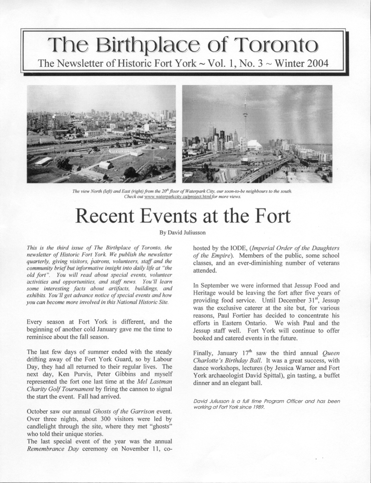 Image from Recent Events at the Fort, p. 1 of Winter 2004 (Vol 9, No 0).