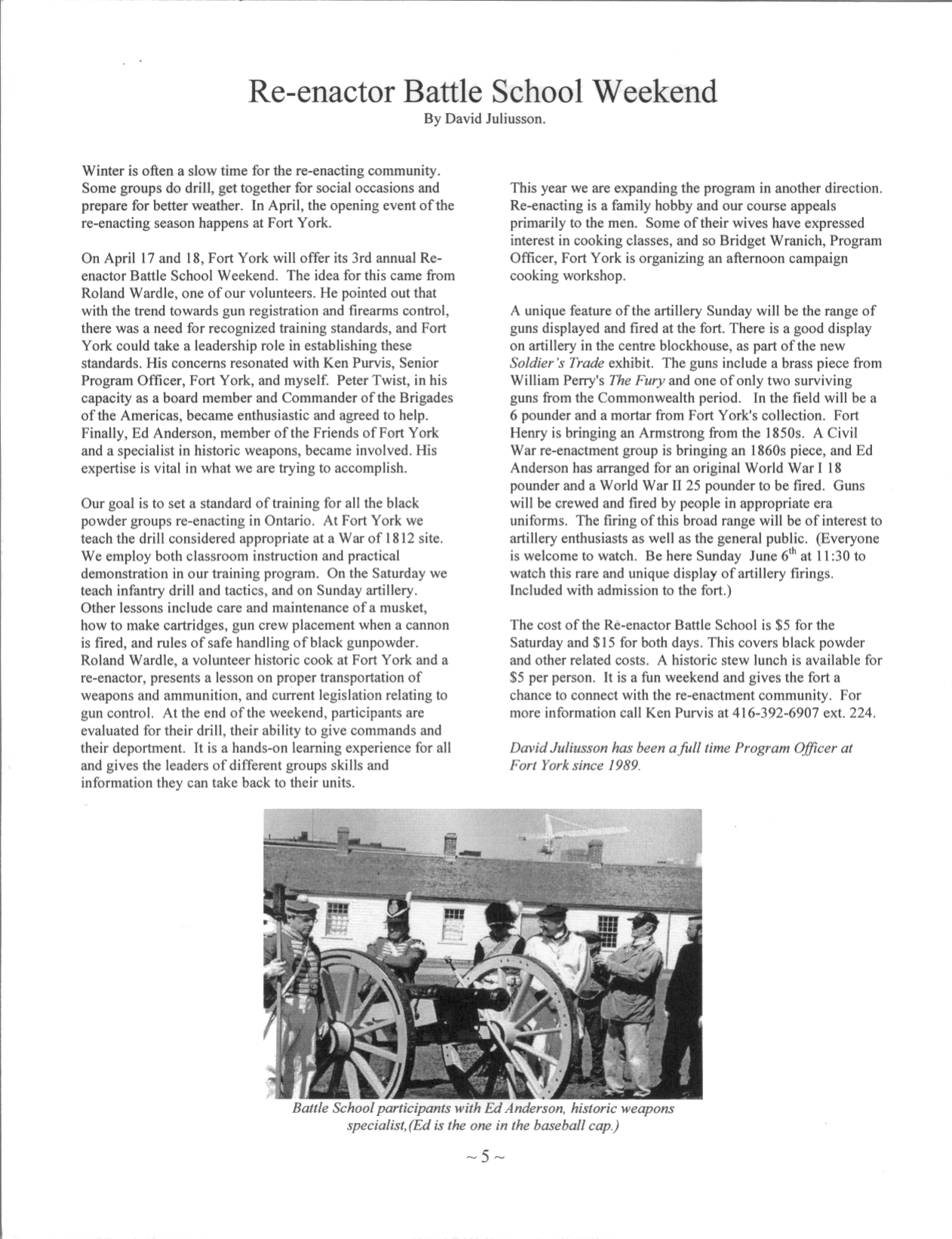 Image from Re-enactor Battle School Weekend, p. 5 of Winter 2004 (Vol 9, No 0).